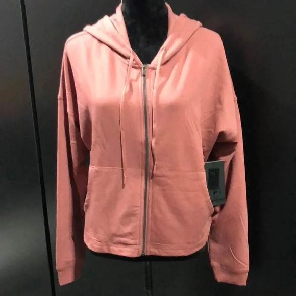 90° By Reflex Full Zip,hip pockets, drawcord hood, stretch,terra-cotta color - Picture 1 of 11